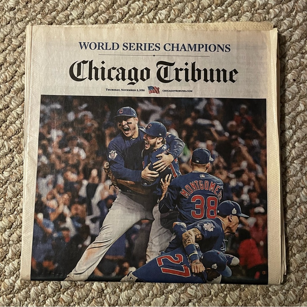 Chicago Tribune Cubs World Series Champions Newspaper